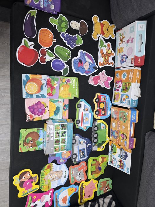 Lot puzzle lemn carton 1-2 ani