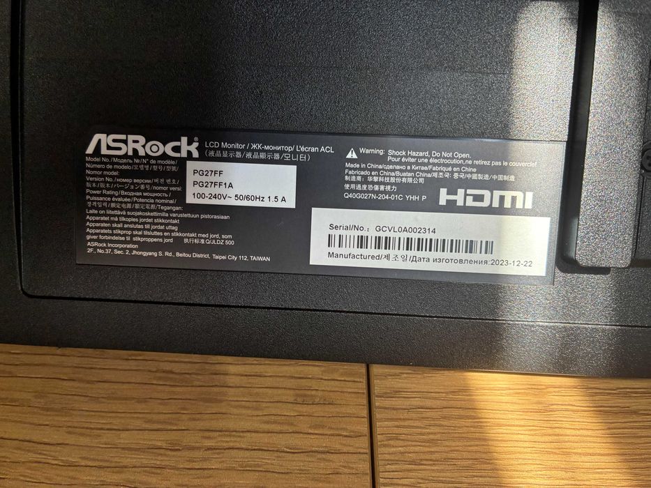 монитор Asrock 27" 165Hz 1080P