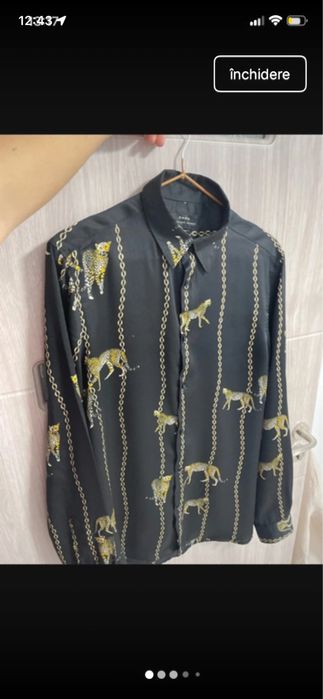 Camasa Zara, satin,  marine S:M, larga