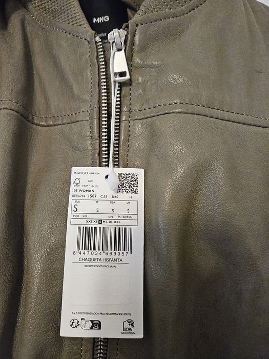 Кожено яке Mango s размер