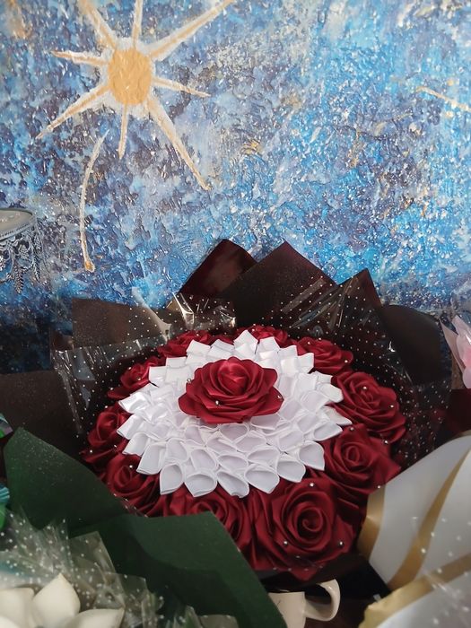 Букеты из атласной ленты