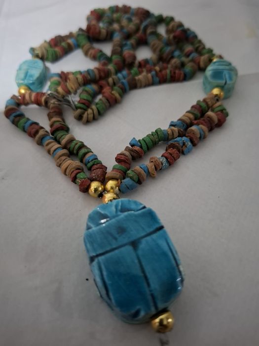 Colier Egipt scarabeu 32 cm lungime la dublu