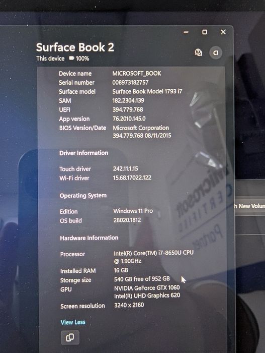 Microsoft Surface Book 2 15