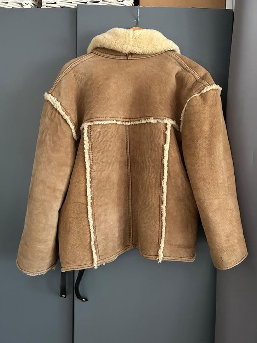 Кожухче от агнешка кожа бежово  S