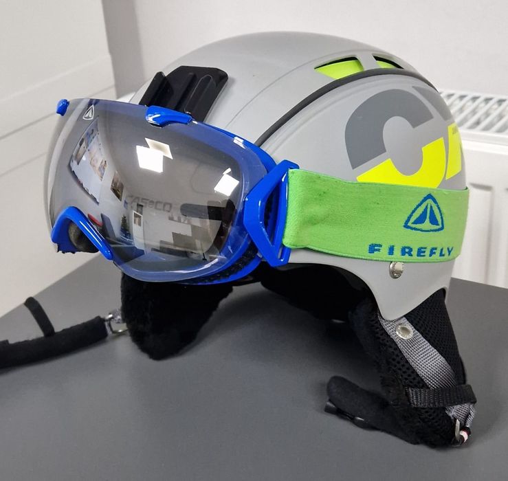 Casca de schi originala CASCO CX-3 și ochelari ski FIREFLY Blue