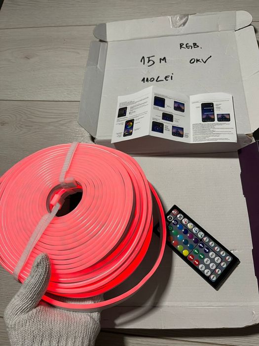 Banda Led 15m waterproof siliconata cu aplicatie telefon