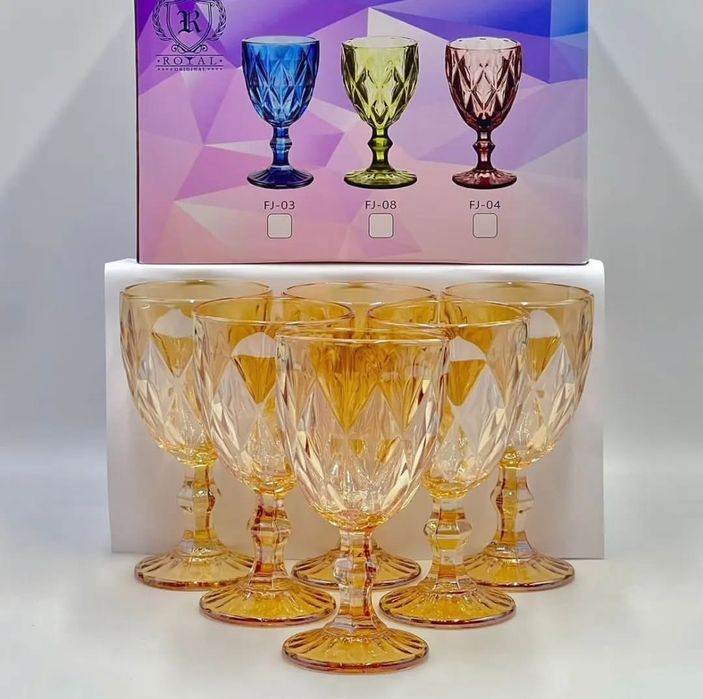 Фужеры из цветного стекла, 6 шт