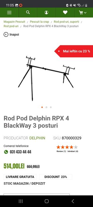 Rod pod delphin rpx4 black way 3 posturi