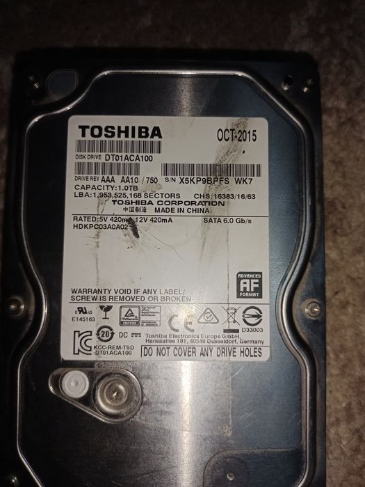 Hdd toshiba 1tb с проводом