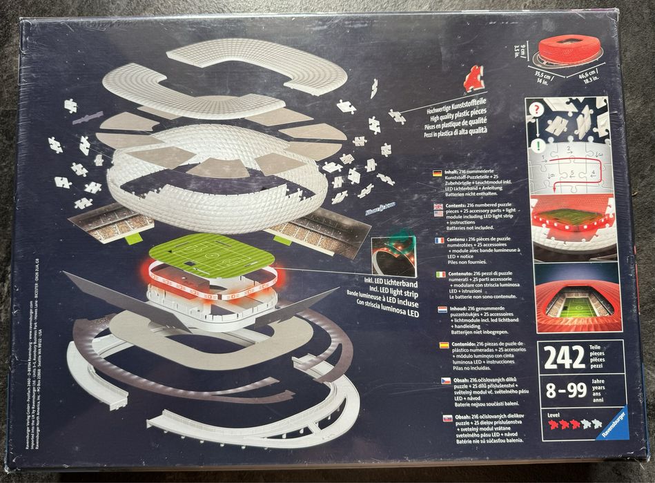 Set Fan Box 5 piese + Puzzle 3D cu LED ALLIANZ ARENA - Bayern Munchen