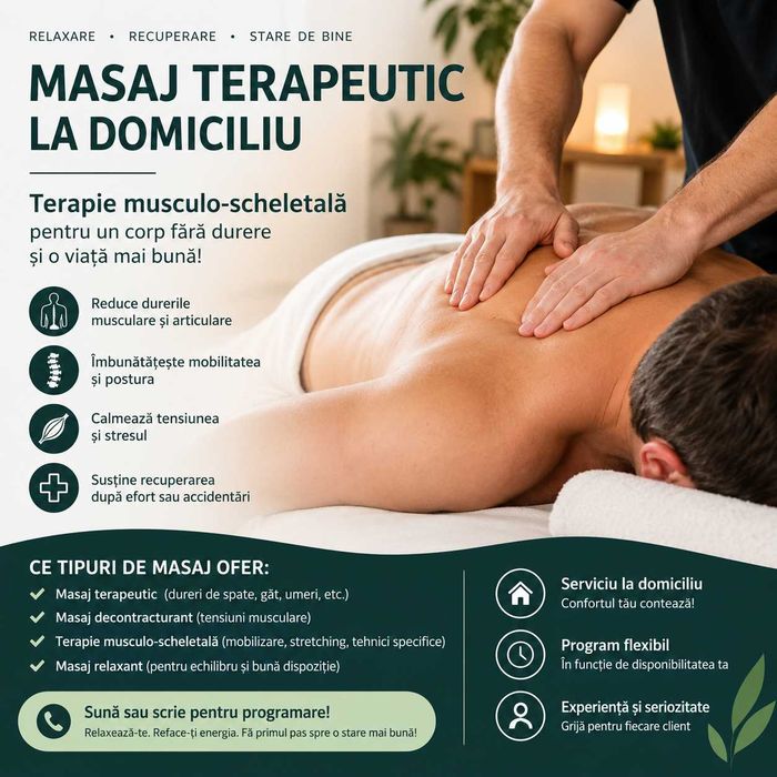 Masaj terapeutic la domiciliu | Terapie musculo-scheletală