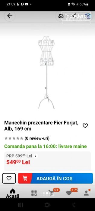 Manechin metalic reglabil pe înălțime,  alb, nou