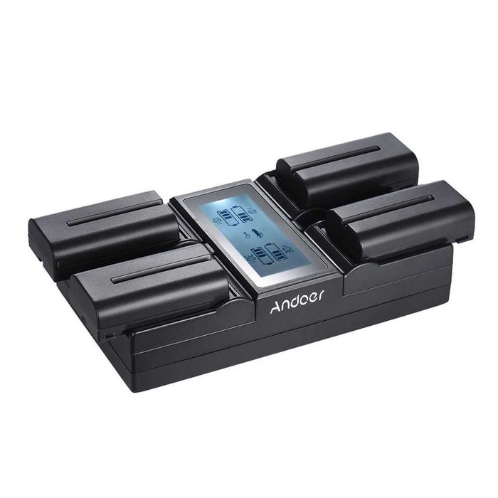 Четворно зарядно за батерии NP-F550 F770 F970 NP-FM50 BC-VM10 за Sony