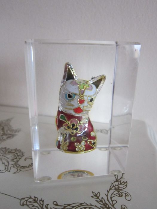 cadou deosebit rar Japonia 1990 Kutani Lucky Cat  handmade Paperweight