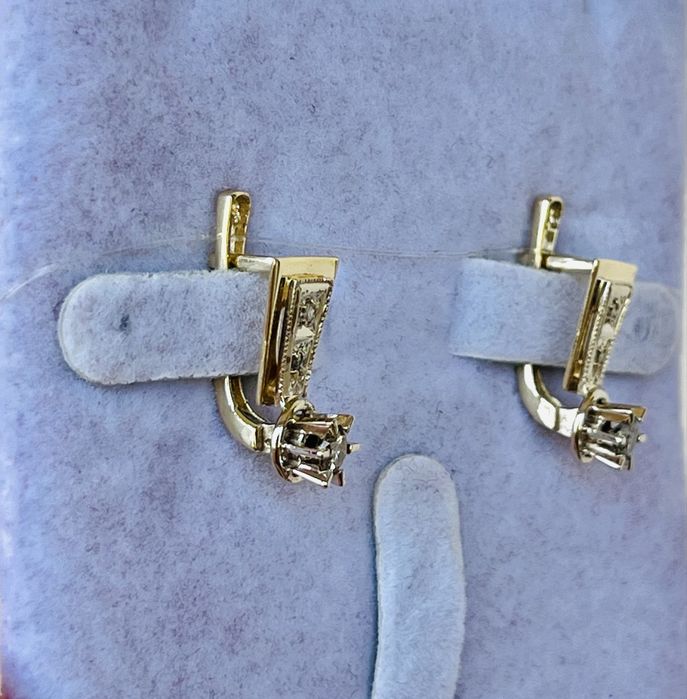 Золотые серьги с бриллиантами 585 Россия