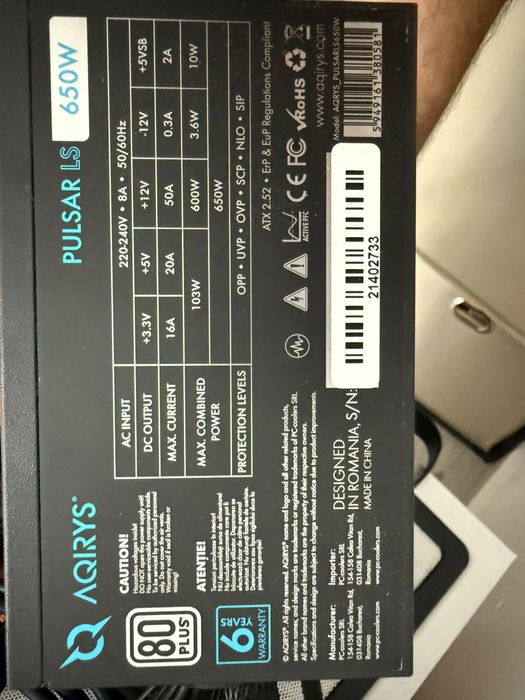 Sursa Pc Aqirys Pulsar LS 650W