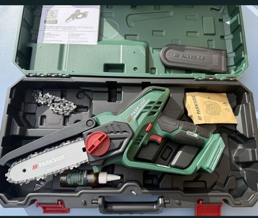 Mini drujba parkside pe acumulator 20v geanta transport