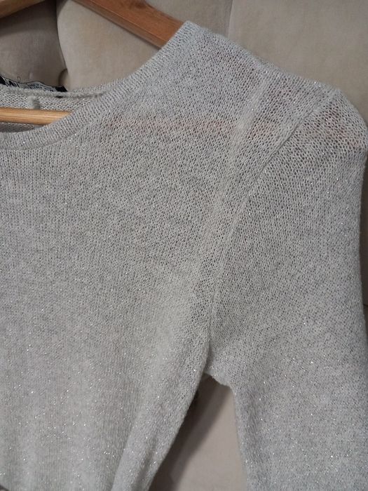 Rochie lunga de cocktail Zara cu sclipici argintiu mărimea S