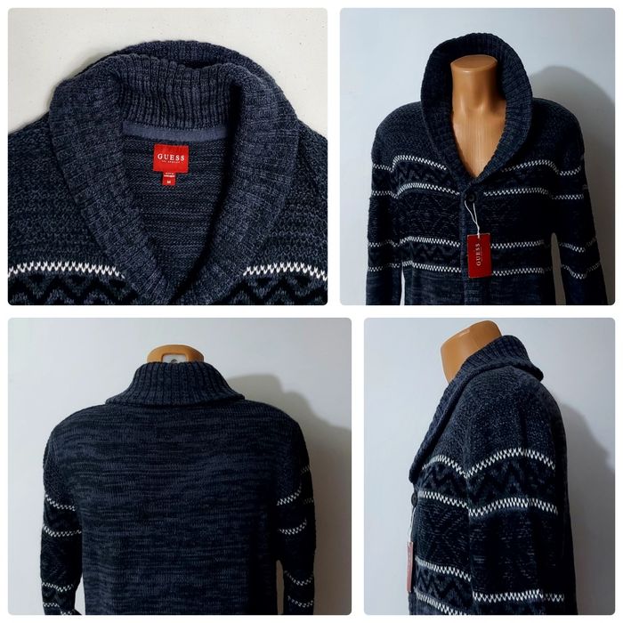 Guess cardigan nou ptr. bărbați, pulovar tricotat in dungi, cu nasturi, măsura M