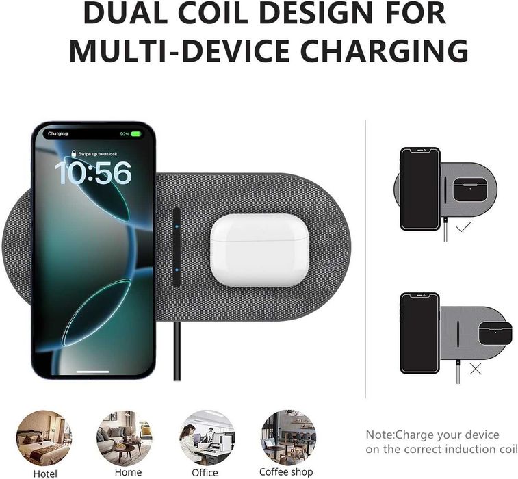 Incarcator wireless dublu 40W fast charge telefon + casti