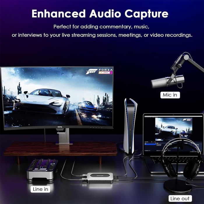 WAVLINK 4K60Hz HDMI видео карта за заснемане с аудио миксер