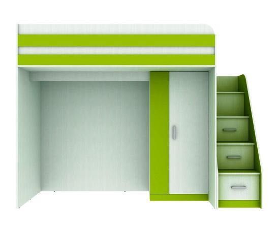 Детско легло, със стълби шкафчета и гардероб