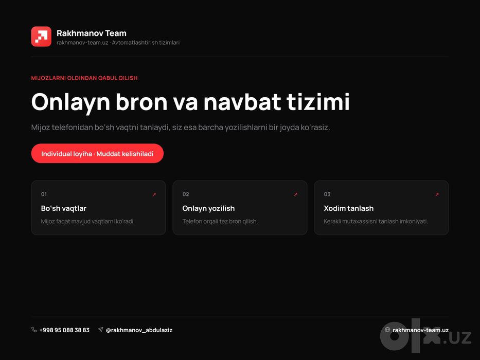 Onlayn bron va navbat | Онлайн-запись и бронирование