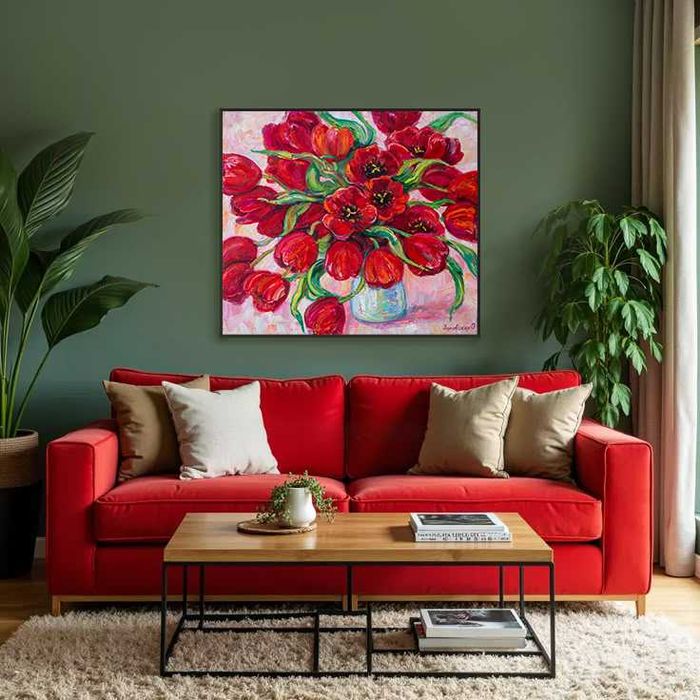 Картина "Тюльпаны." Холст,масло. 75х85 см.