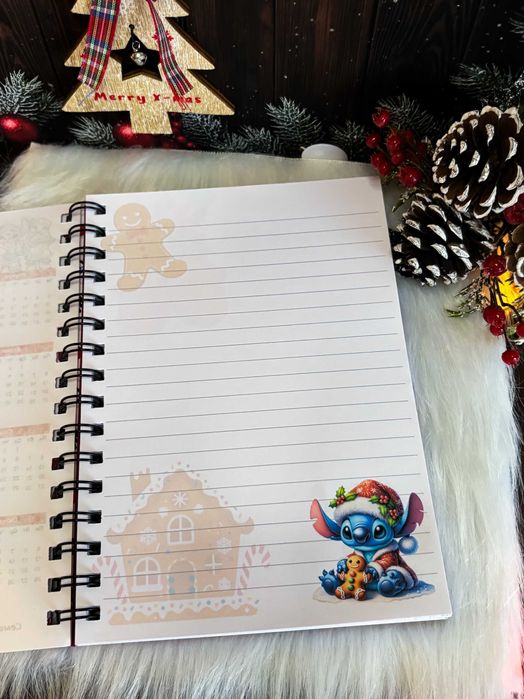 Ръчно изработен коледен тефтер Стич