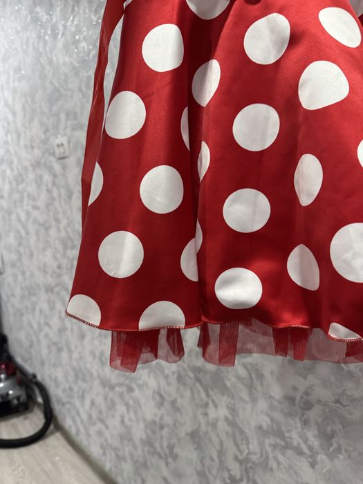 красное горошек платье детская