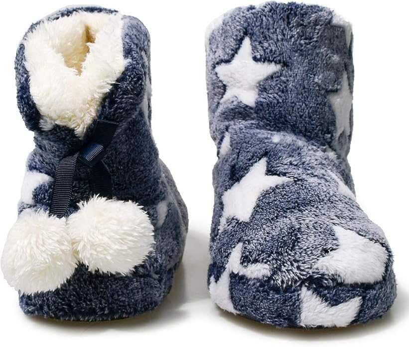 REDUS de la 160RON, Papuci/ botosi de casa imblaniti Albastru+ Stelute