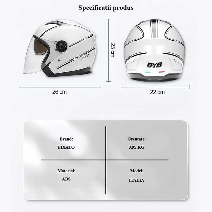 Casca Moto/Scuter/ATV, viziera dubla, marime universala, Albastru