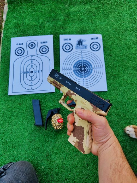 Pistol cu bile copii construcție solidă aluminiu și plastic abs , propulsie arc , manual / bile incluse 500buc