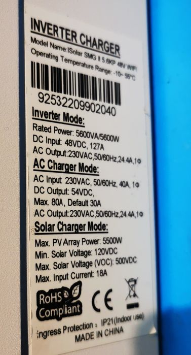 Invertor hibrid 5.6 kW easun smg2 1x MPPT panouri fotovoltaice