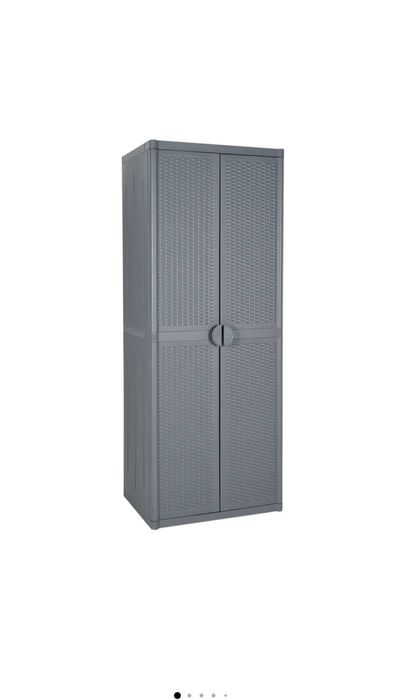 Dulap de depozitare pentru gradina vidaXL, gri, 65x45x172 cm, PP ratan, 18.1 kg