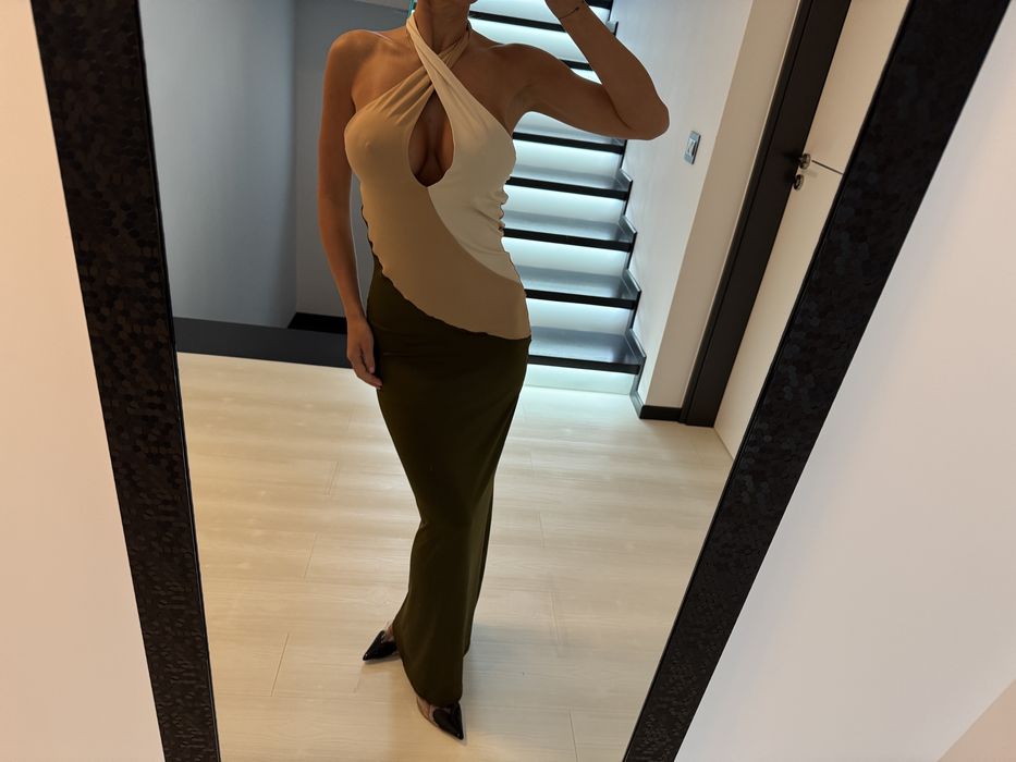 Rochie in trei culori lunga