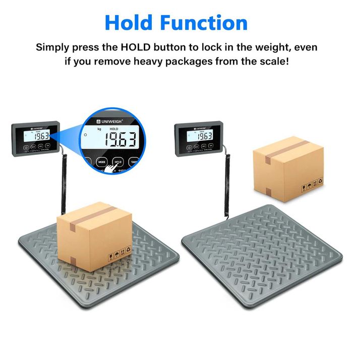 UNIWEIGH 200 кг, Цифрова везна за пощенски пратки, батерии и USB, сива