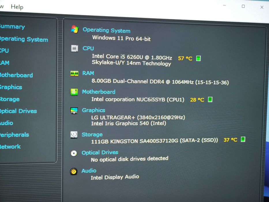 Unitate mini pc NUC intel core i5 6260u 8gb ssd 120gb wi-fi