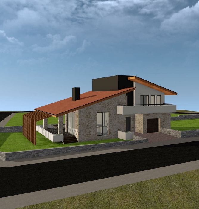 Продавам напълно завършен архитектурен проектна модернаеднофамилнакъща