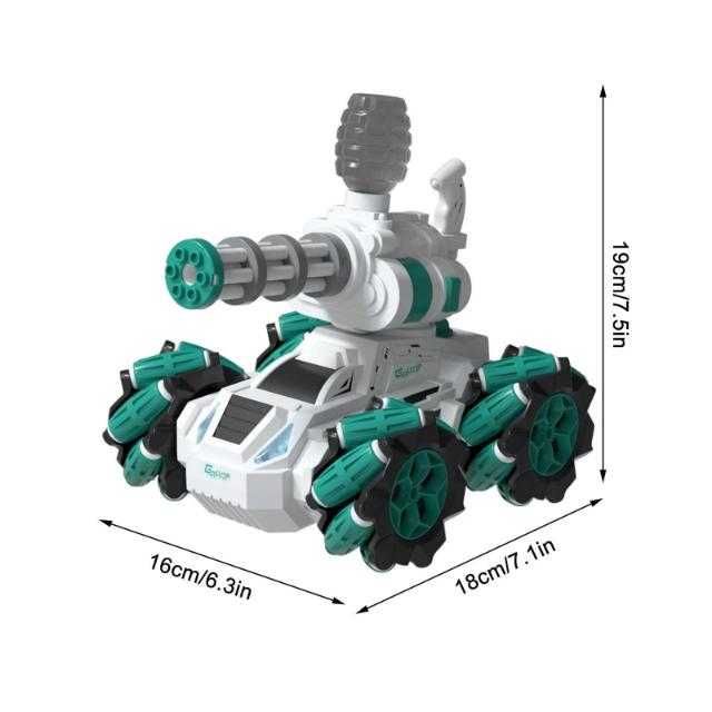 Masina Tanc KOMAZI®, cu telecomanda, lumini , sunet, alb , 6 ani+