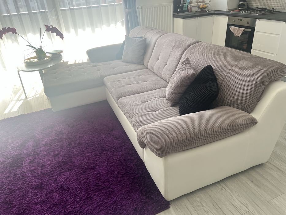 Coltar extensibil gri cu alb 290/180 cm