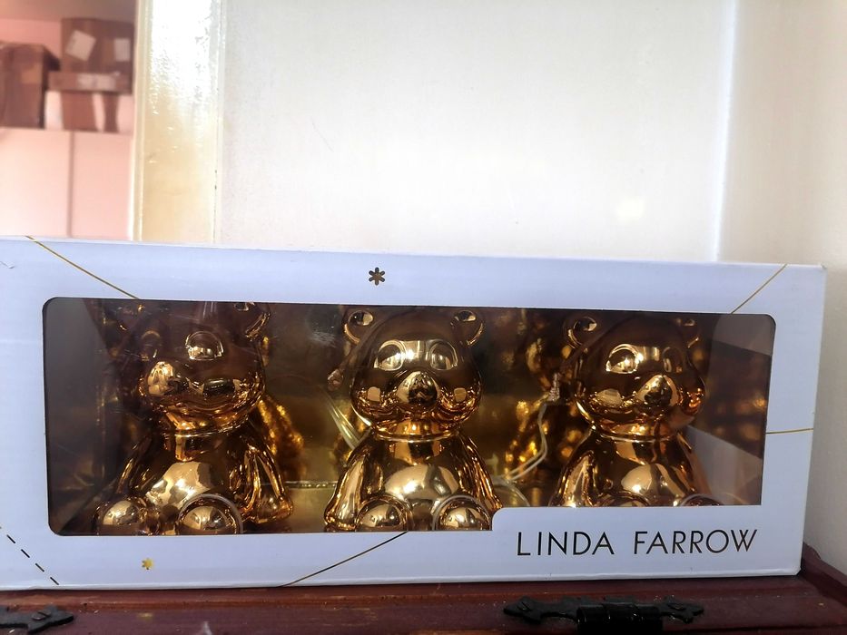 Уникални Дизайнерски Златни Коледни Мечета-LINDA FARROW