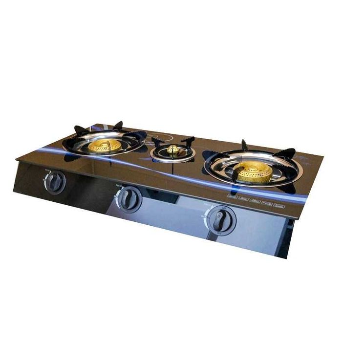 Aragaz 3 Ochiuri, Panou Sticla, Plita Gaz Butelie, Piezo-Electric