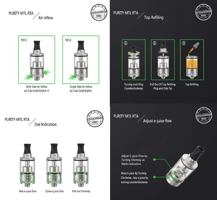 Atomizor PURITY MTL RTA - Ambition Mods - negru - sigilat