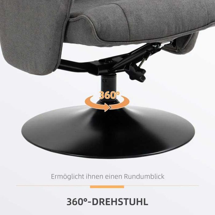 HOMCOM Релаксиращ фотьойл с табуретка, регулируема облегалка