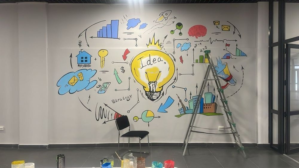 Роспись стен. Художники. Мурал рисунки на стене.