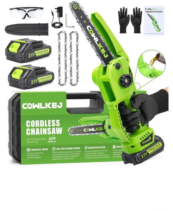 CQWLKEJ Mini ferăstrău, drujba cu lanț fără fir de 8 inchi Nou