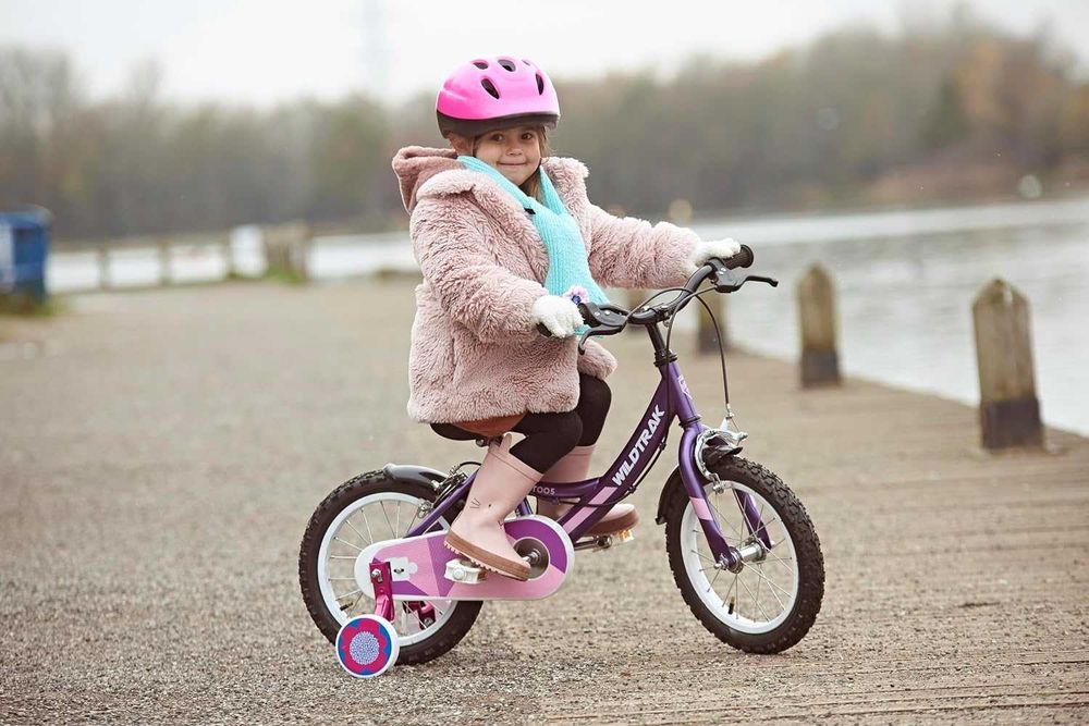 Wildtrak - Bicicletă de 14 inci pentru copii 3-5 ani cu roți stabilizatoare