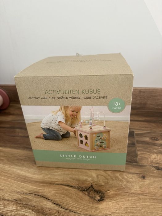 Активен дървен куб (розов) Little Dutch
