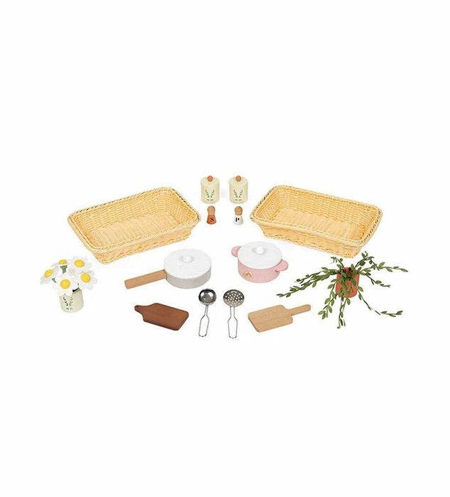 Bucatarie din lemn,JANOD,Shiny Grandma,cu 16 accesorii,85 cm,3 ani+